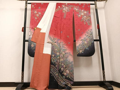平和屋着物●豪華振袖　絞り　辻が花　金彩　正絹　逸品　AABJ0086ph