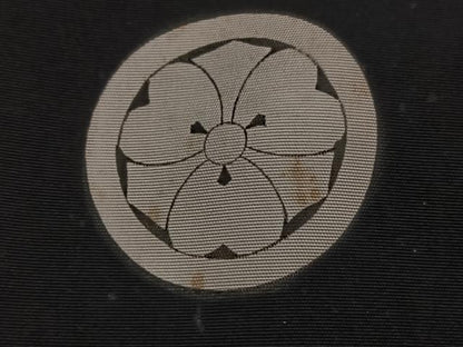 平和屋着物●男性　黒紋付　正絹　逸品　AABJ0091ph