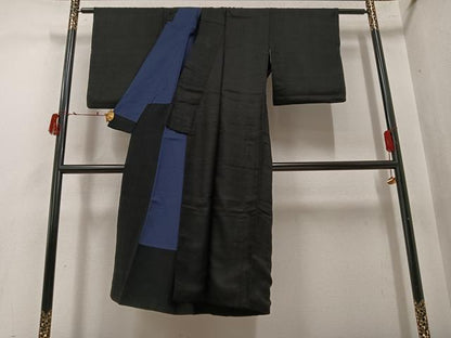 平和屋着物●男性　黒紋付　正絹　逸品　AABJ0092ph