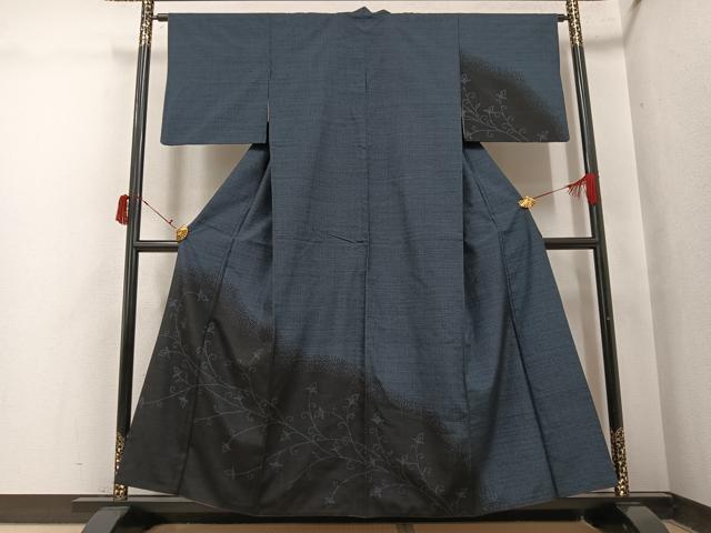 平和屋着物●訪問着　結城紬　花唐草文　正絹　逸品　AABJ0093ph