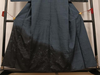 平和屋着物●訪問着　結城紬　花唐草文　正絹　逸品　AABJ0093ph