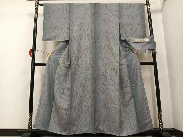 平和屋着物●創業460年・千總　小紋　紬地　手摺り木版画染　杢目文　反端付き　正絹　逸品　未使用　AABJ0096ph