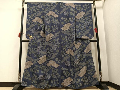 平和屋着物●西洞院辻が花　大脇一心　小振袖　二尺袖　紬地　絞り　花蝶文　正絹　逸品　AABJ0097ph