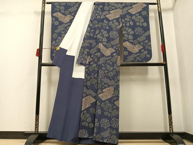 平和屋着物●西洞院辻が花　大脇一心　小振袖　二尺袖　紬地　絞り　花蝶文　正絹　逸品　AABJ0097ph