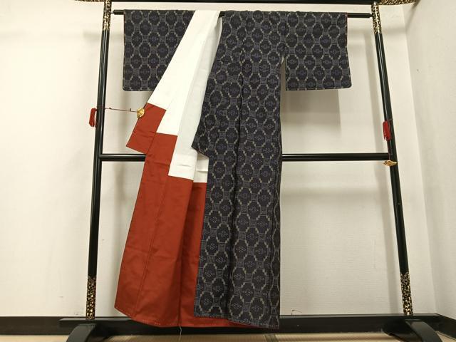 平和屋着物●本場琉球絣　紬　正絹　逸品　未使用　AABJ0098ph