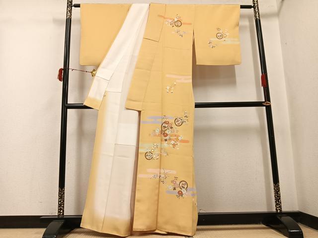 平和屋着物●創業460年・千總　訪問着　エ霞草花文　金彩　伊勢丹扱い　正絹　逸品　AABJ0102ph