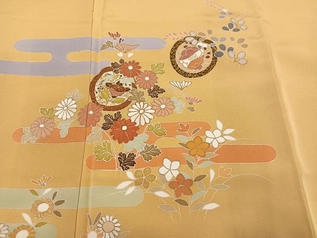 平和屋着物●創業460年・千總　訪問着　エ霞草花文　金彩　伊勢丹扱い　正絹　逸品　AABJ0102ph