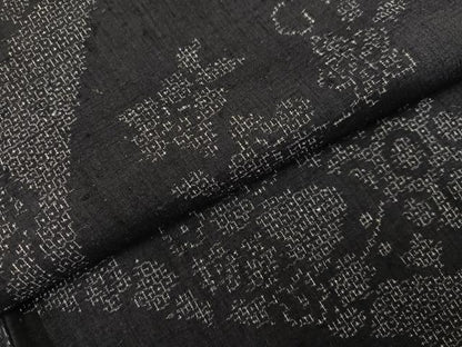 平和屋着物●本場結城紬　重要無形文化財　吉祥草花文　正絹　逸品　AABJ0105ph