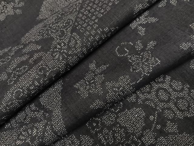 平和屋着物●本場結城紬　重要無形文化財　吉祥草花文　正絹　逸品　AABJ0105ph