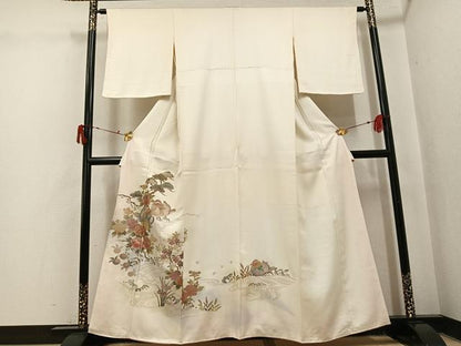 平和屋着物●訪問着　鴛鴦草花文　金彩　正絹　逸品　AABJ0106ph