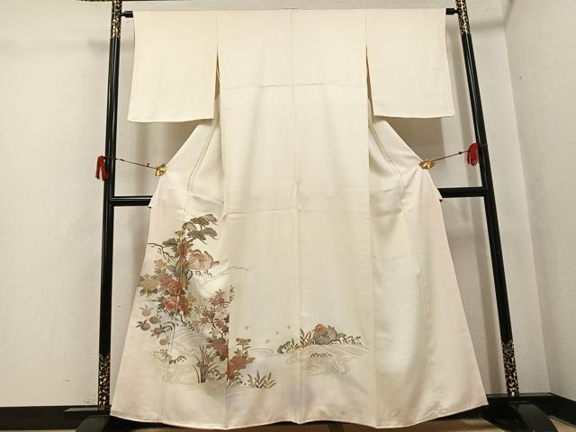平和屋着物●訪問着　鴛鴦草花文　金彩　正絹　逸品　AABJ0106ph