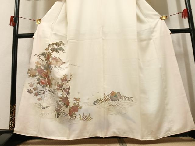 平和屋着物●訪問着　鴛鴦草花文　金彩　正絹　逸品　AABJ0106ph