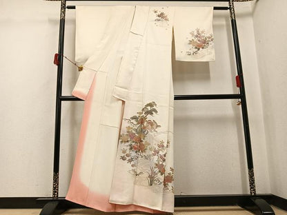 平和屋着物●訪問着　鴛鴦草花文　金彩　正絹　逸品　AABJ0106ph
