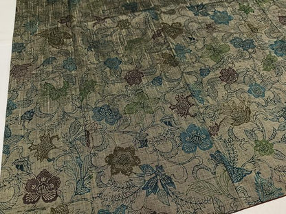 平和屋着物●上質な小紋　紬地　型染め　更紗唐草文　正絹　逸品　AABJ0108ph