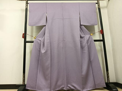 平和屋着物●上質な色無地　網代地紋　牡丹鼠色　正絹　逸品　AABJ0110ph