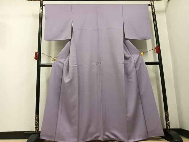 平和屋着物●上質な色無地　網代地紋　牡丹鼠色　正絹　逸品　AABJ0110ph