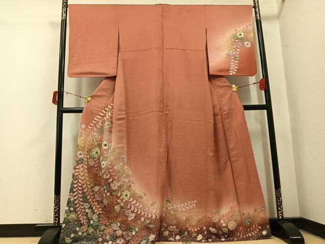 平和屋着物●訪問着　絞り　辻が花　暈し染め　銀通し地　正絹　逸品　AABJ0111ph