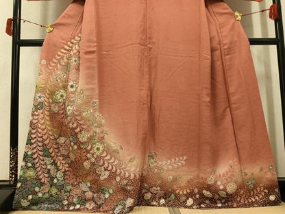 平和屋着物●訪問着　絞り　辻が花　暈し染め　銀通し地　正絹　逸品　AABJ0111ph