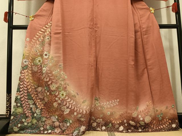 平和屋着物●訪問着　絞り　辻が花　暈し染め　銀通し地　正絹　逸品　AABJ0111ph
