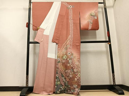 平和屋着物●訪問着　絞り　辻が花　暈し染め　銀通し地　正絹　逸品　AABJ0111ph