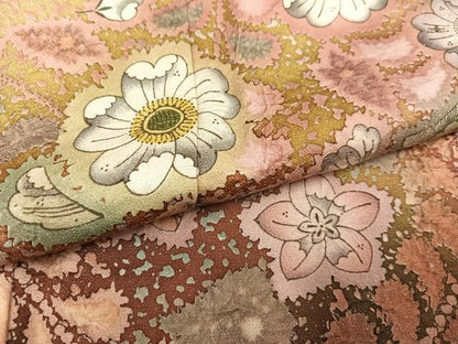 平和屋着物●訪問着　絞り　辻が花　暈し染め　銀通し地　正絹　逸品　AABJ0111ph