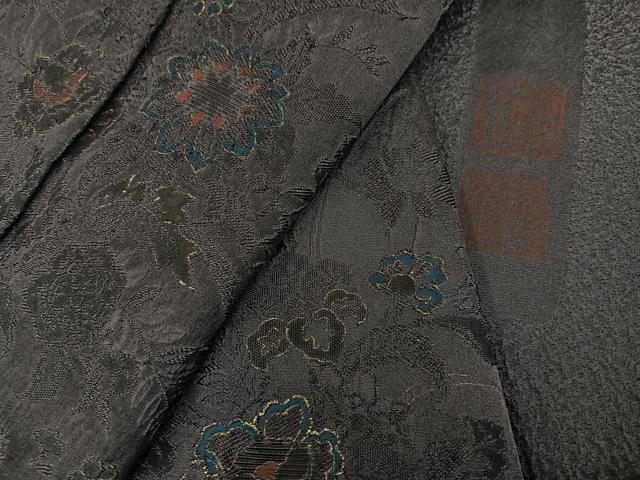 平和屋着物●訪問着　作家物　草花文　金彩　ロング丈　正絹　逸品　AABJ0117ph
