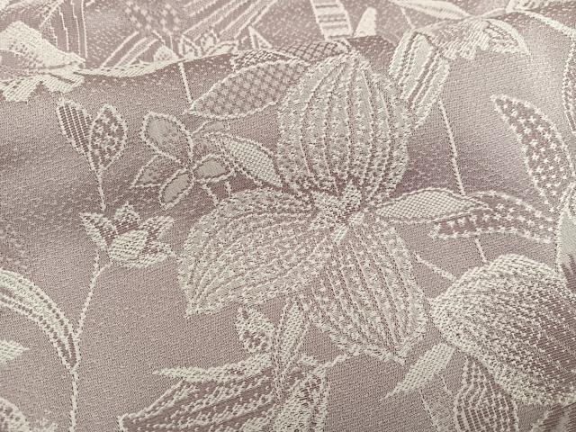 平和屋着物●訪問着　お召地　草花文　正絹　逸品　AABJ0121ph