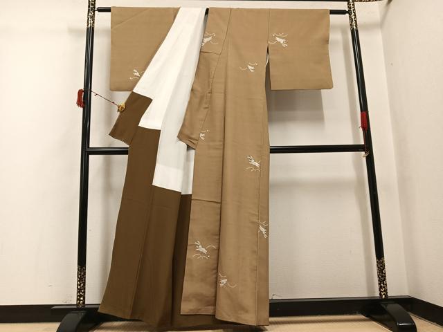平和屋着物●上質な紬　絞り　兎　正絹　逸品　AABJ0122ph