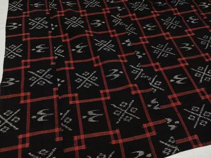 平和屋着物●久留米絣　単衣　琉球絣文様　綿　逸品　AABJ0128ph