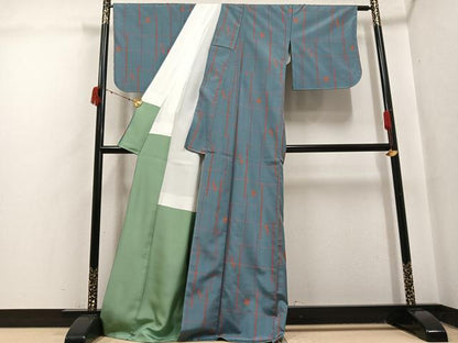 平和屋着物●上質な紬　琉球絣文様　正絹　逸品　未使用　AABJ0129ph