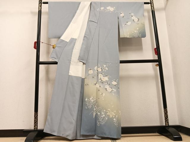 平和屋着物●訪問着　友禅　作家物　純　枝花文　暈し染め　正絹　逸品　AABJ0131ph