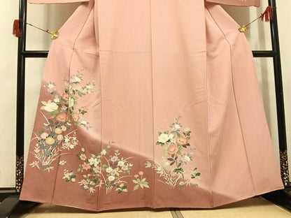 平和屋着物●訪問着　友禅　草花文　暈し染め　正絹　逸品　AABJ0132ph