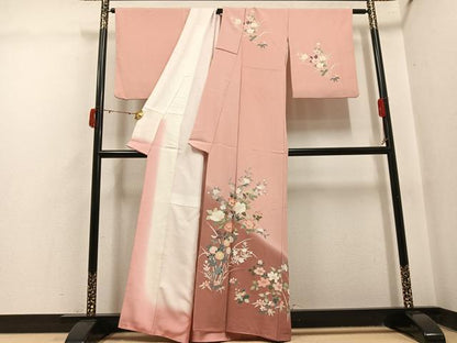 平和屋着物●訪問着　友禅　草花文　暈し染め　正絹　逸品　AABJ0132ph