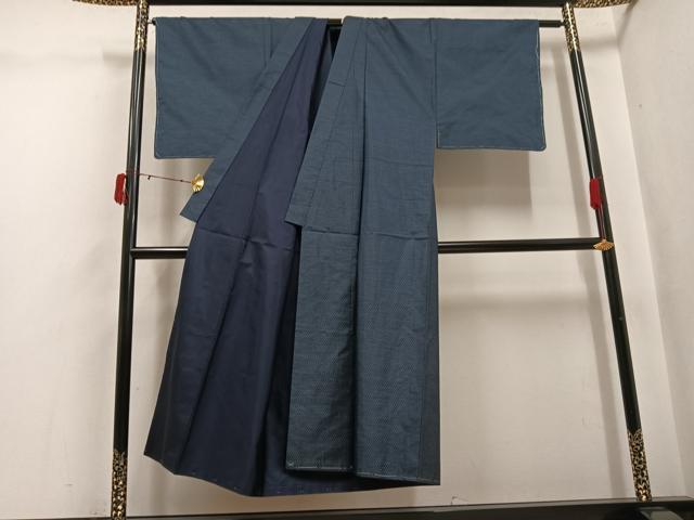 平和屋着物●男性　本場大島紬　アンサンブル　長襦袢(袷)セット　亀甲絣　正絹　逸品　未使用　AABJ0134ph