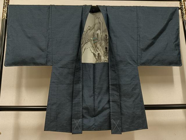 平和屋着物●男性　本場大島紬　アンサンブル　長襦袢(袷)セット　亀甲絣　正絹　逸品　未使用　AABJ0134ph