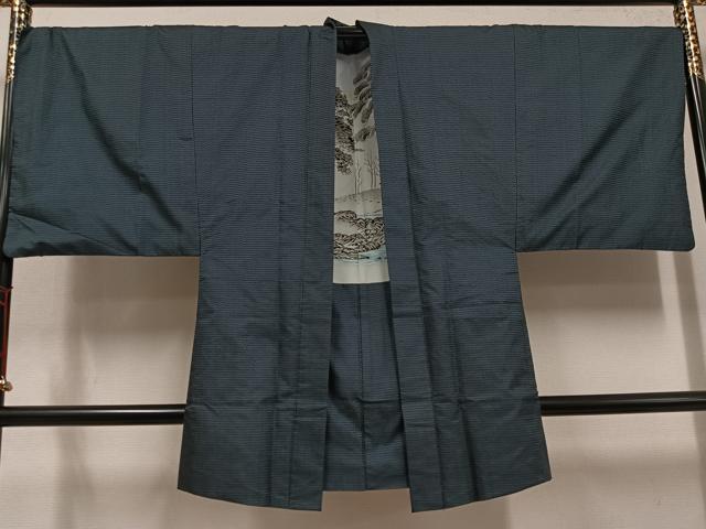 平和屋着物●男性　本場大島紬　アンサンブル　長襦袢(袷)セット　100亀甲　総詰め　正絹　逸品　AABJ0136ph