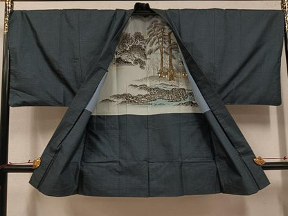 平和屋着物●男性　本場大島紬　アンサンブル　長襦袢(袷)セット　100亀甲　総詰め　正絹　逸品　AABJ0136ph