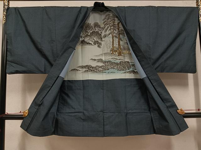 平和屋着物●男性　本場大島紬　アンサンブル　長襦袢(袷)セット　100亀甲　総詰め　正絹　逸品　AABJ0136ph