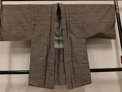 平和屋着物●男性　結城紬　アンサンブル　杢　生壁色　やまと誂製　証紙付き　正絹　逸品　AABJ0137ph