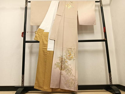 平和屋着物●金彩友禅　卓越技能者・名工・和田光正　訪問着　花車文　暈し染め　金銀彩　正絹　逸品　AABJ0142ph