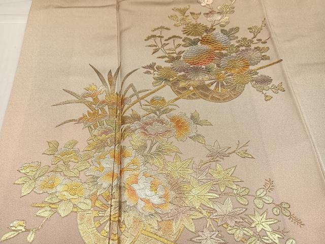 平和屋着物●金彩友禅　卓越技能者・名工・和田光正　訪問着　花車文　暈し染め　金銀彩　正絹　逸品　AABJ0142ph