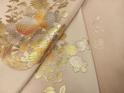平和屋着物●金彩友禅　卓越技能者・名工・和田光正　訪問着　花車文　暈し染め　金銀彩　正絹　逸品　AABJ0142ph