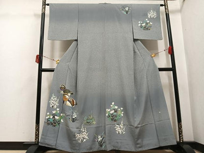 平和屋着物●人間国宝　羽田登喜男　TOKIOetTOKI　訪問着　鴛鴦草花文　正絹　逸品　AABJ0143ph