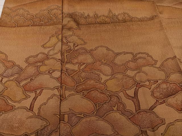 平和屋着物●訪問着　本塩沢　遠山樹林文　暈し染め　正絹　逸品　AABJ0146ph