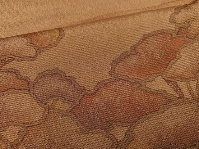 平和屋着物●訪問着　本塩沢　遠山樹林文　暈し染め　正絹　逸品　AABJ0146ph