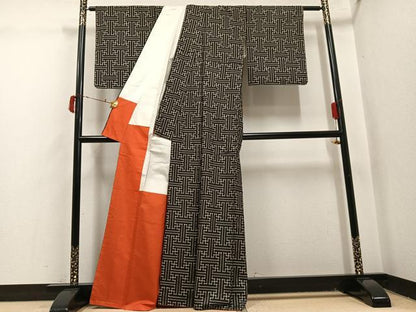平和屋着物●本場大島紬　龍郷絣　秋名バラ　アンサンブル　正絹　逸品　AABJ0147ph