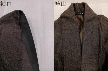 平和屋着物●男性　結城紬　杢　霞文　海松茶色　証紙付き　正絹　逸品　AABJ0148ph