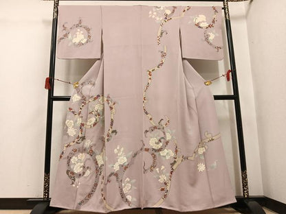 平和屋着物●創業460年・千總　訪問着　草花文　金彩　正絹　逸品　AABJ0153ph
