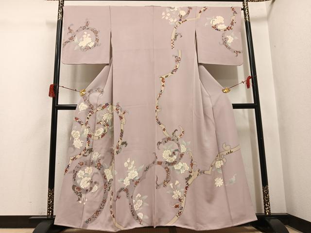 平和屋着物●創業460年・千總　訪問着　草花文　金彩　正絹　逸品　AABJ0153ph