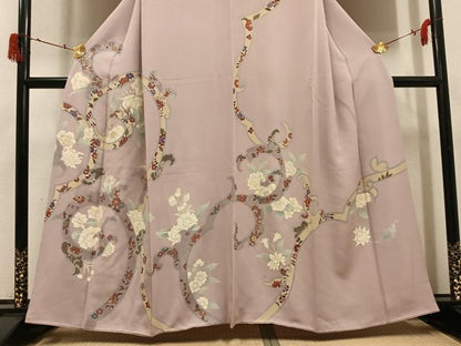 平和屋着物●創業460年・千總　訪問着　草花文　金彩　正絹　逸品　AABJ0153ph